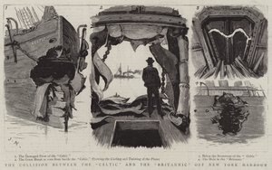 De botsing tussen de Celtic en de Britannic bij de haven van New York